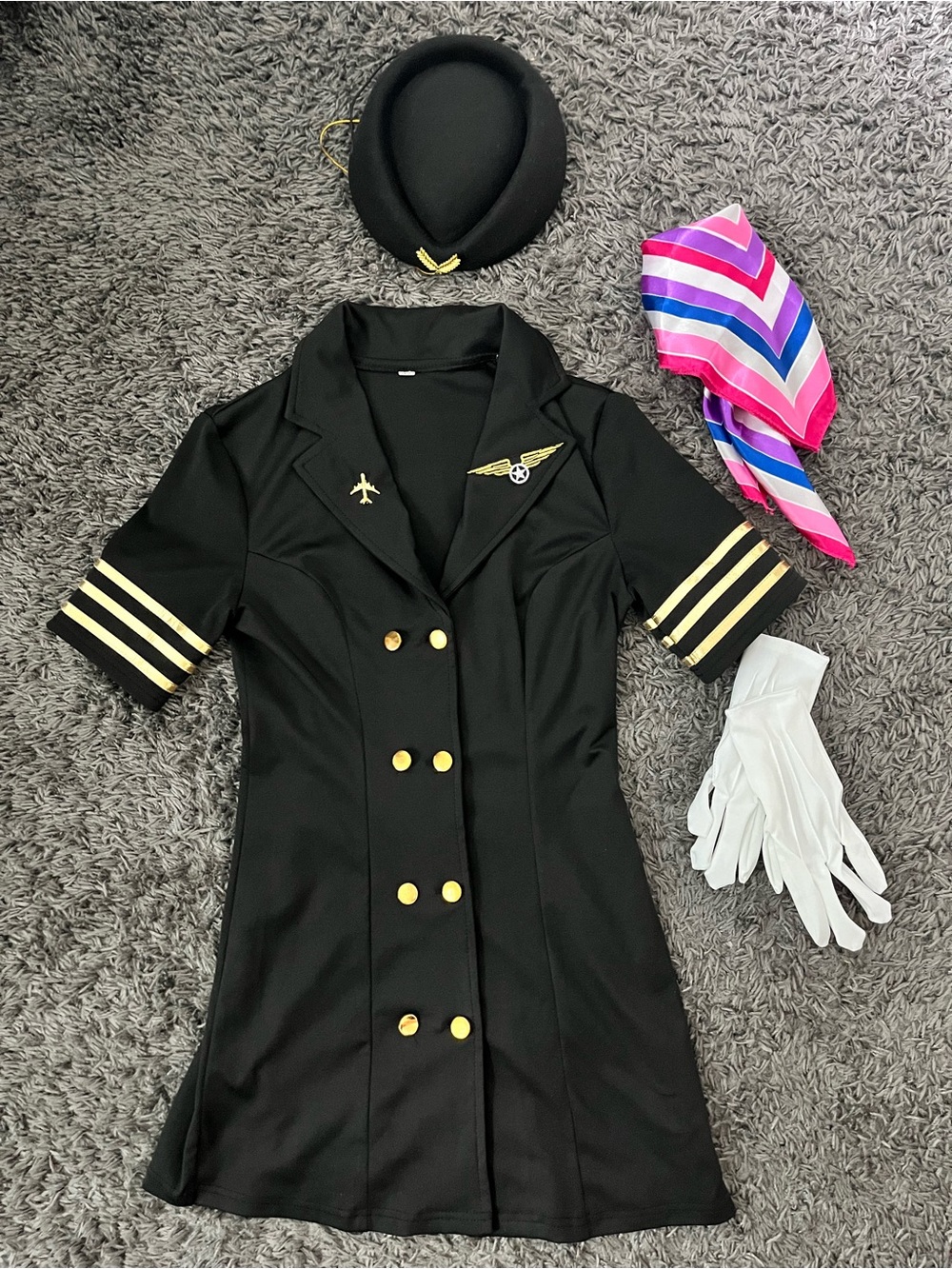 Halloween Adult women’s Sexy Stewardess Flight Attendant costume set XS - Picture 2 of 5